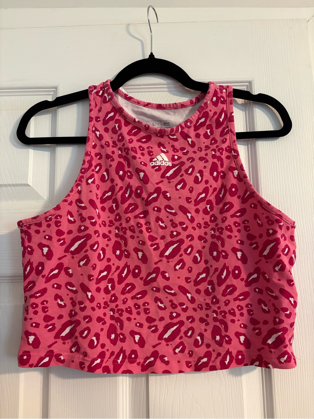 adidas Pink Leopard Print Cropped Tank